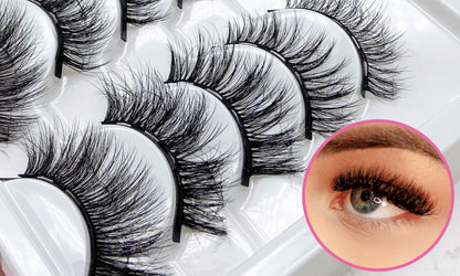 Ensemble de 10 faux cils magnétiques multicouches 3D mixtes avec