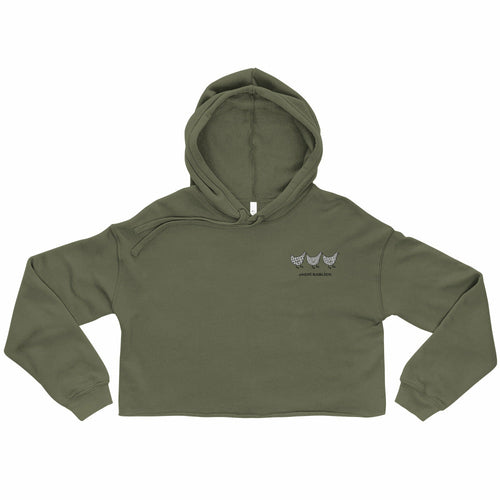 Sudadera corta con capucha de Jacki Easlick "Tres Pollos"