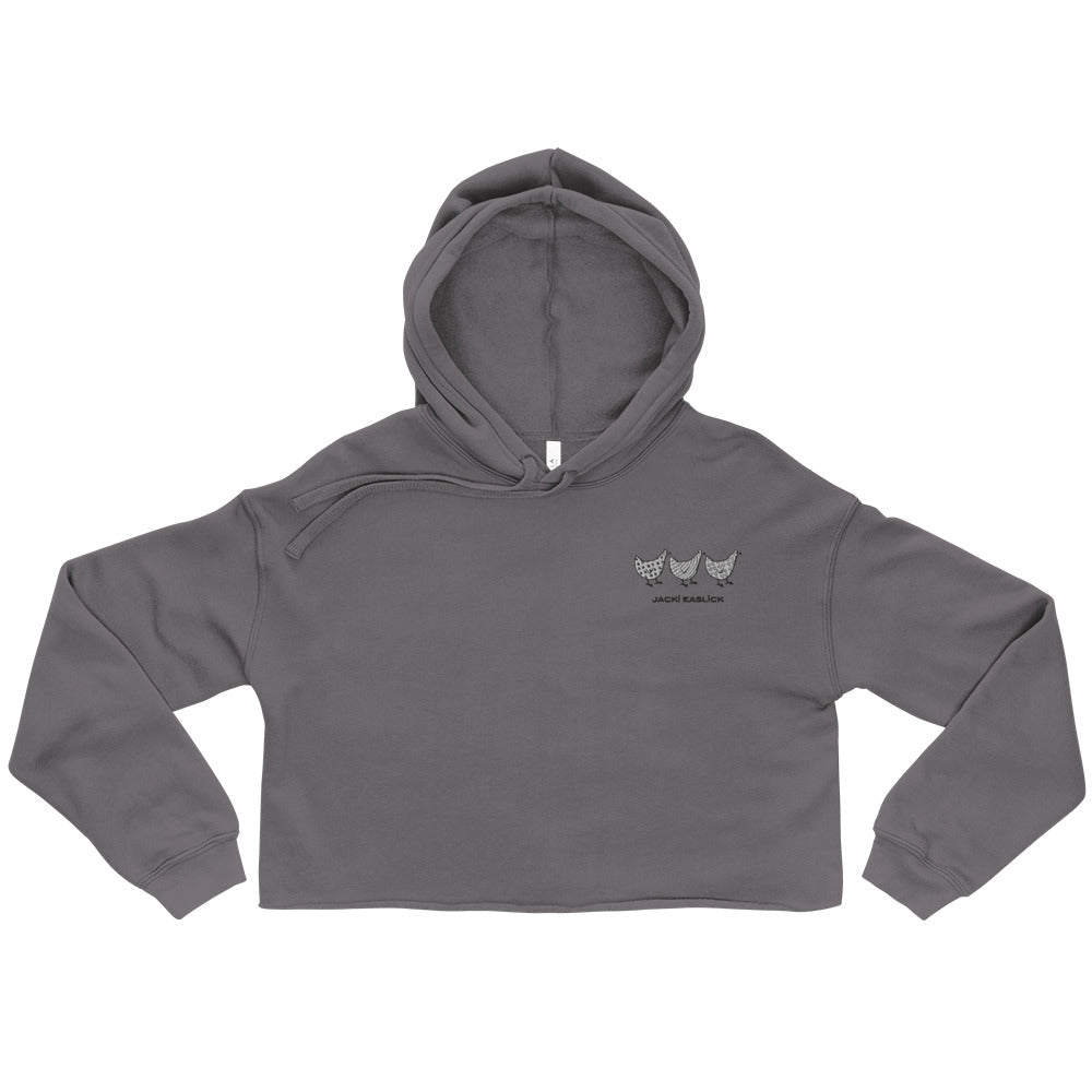 Sudadera corta con capucha de Jacki Easlick "Tres Pollos"