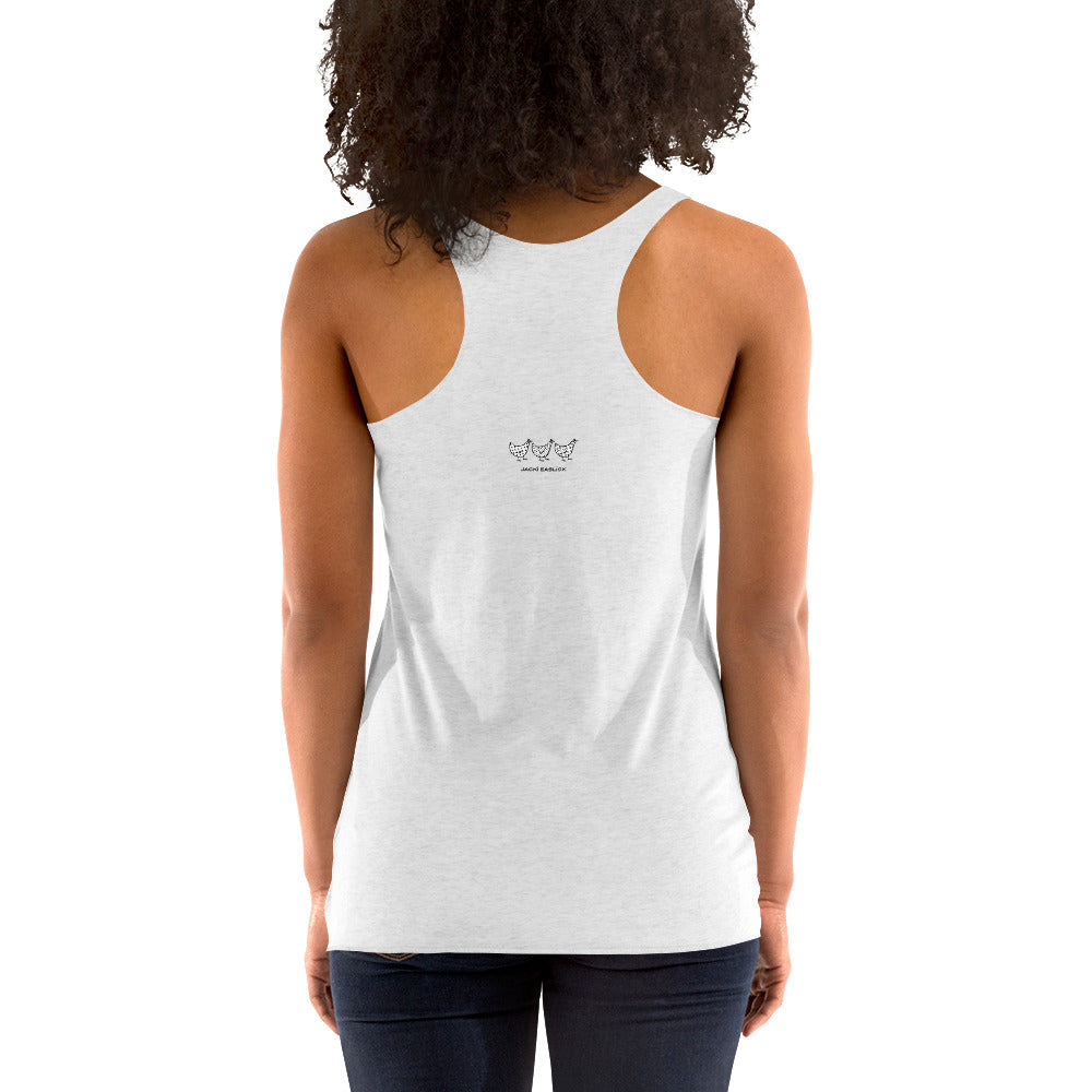Camiseta de tirantes con espalda nadadora para mujer de Jacki Easlick Three Chicken