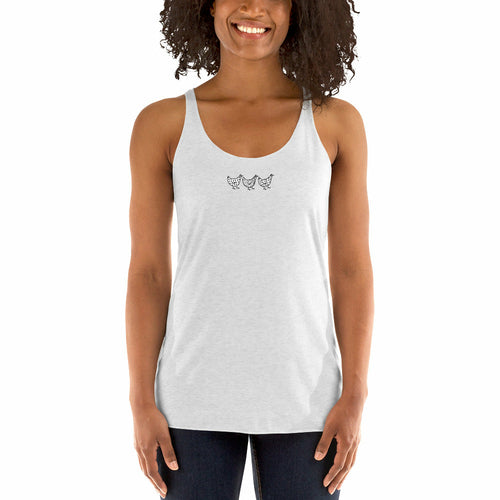 Camiseta de tirantes con espalda nadadora para mujer de Jacki Easlick Three Chicken