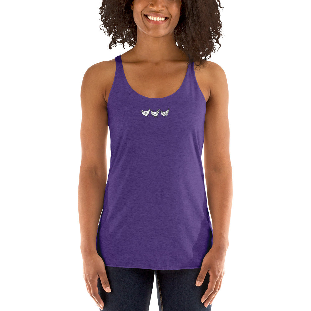 Camiseta de tirantes con espalda nadadora para mujer de Jacki Easlick Three Chicken